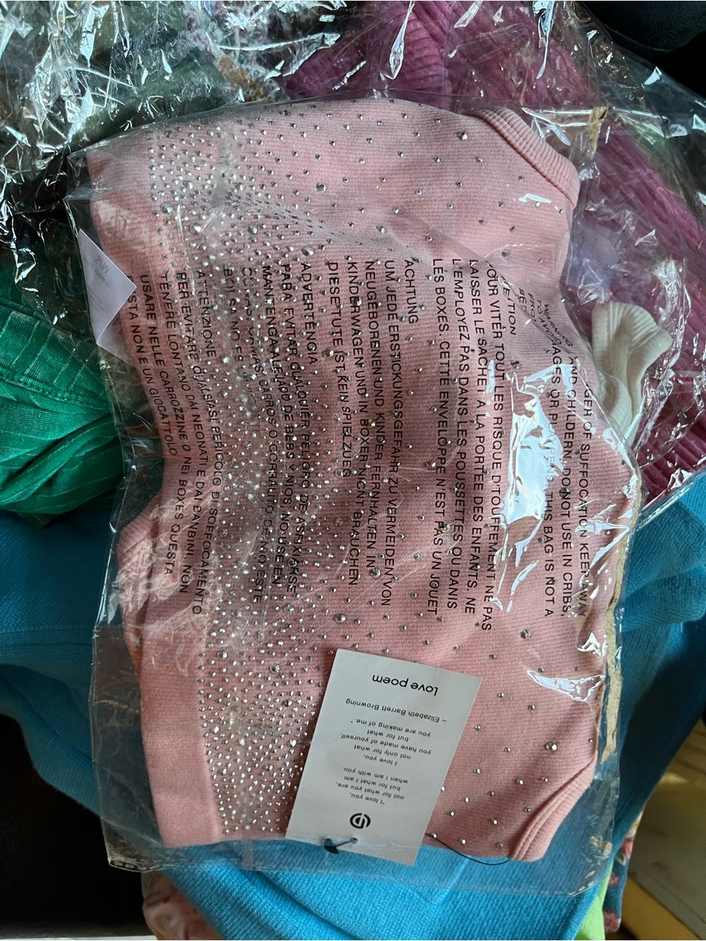 Love Poem Pink Rhinestone Ribbed Cropped Tank - Picture 3 of 3